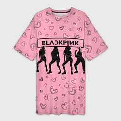 Футболка женская длинная Blackpink силуэт, цвет: 3D-принт