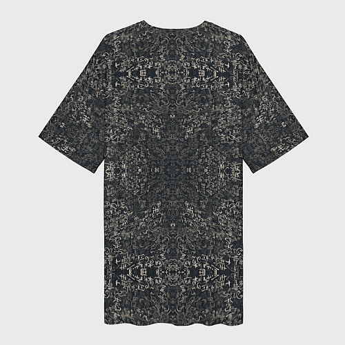 Женская длинная футболка Черная каллиграфия / 3D-принт – фото 2