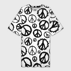 Женская длинная футболка Many peace logo