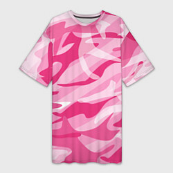 Женская длинная футболка Камуфляж в розовом