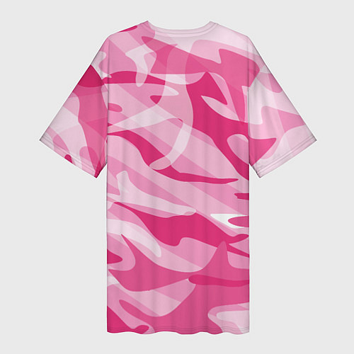 Женская длинная футболка Камуфляж в розовом / 3D-принт – фото 2