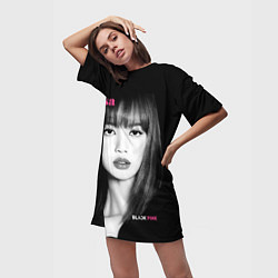 Футболка женская длинная Blackpink Lisa Portrait, цвет: 3D-принт — фото 2