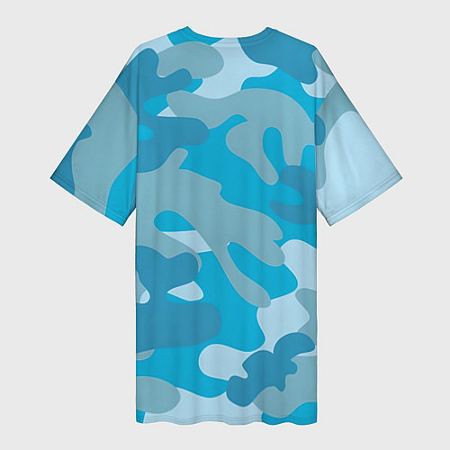 Женская длинная футболка Камуфляж военный синий / 3D-принт – фото 2