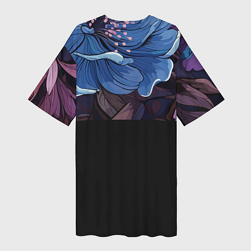 Женская длинная футболка Паттерн из пионов / 3D-принт – фото 2