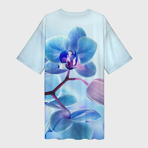 Женская длинная футболка Роуз синяя орхидея / 3D-принт – фото 2