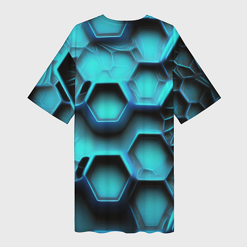 Женская длинная футболка Броня из неоновых плит / 3D-принт – фото 2