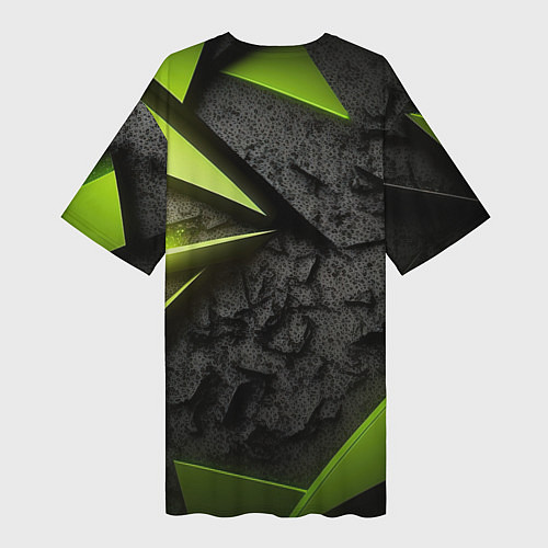 Женская длинная футболка CS GO green black abstract / 3D-принт – фото 2