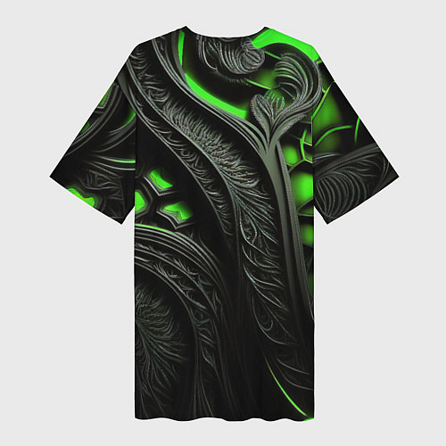 Женская длинная футболка Green black abstract / 3D-принт – фото 2