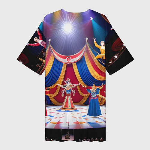 Женская длинная футболка Слон с цирке / 3D-принт – фото 2