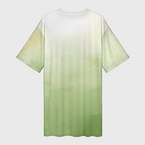Женская длинная футболка Абстрактный лаймовый акварельный фон / 3D-принт – фото 2