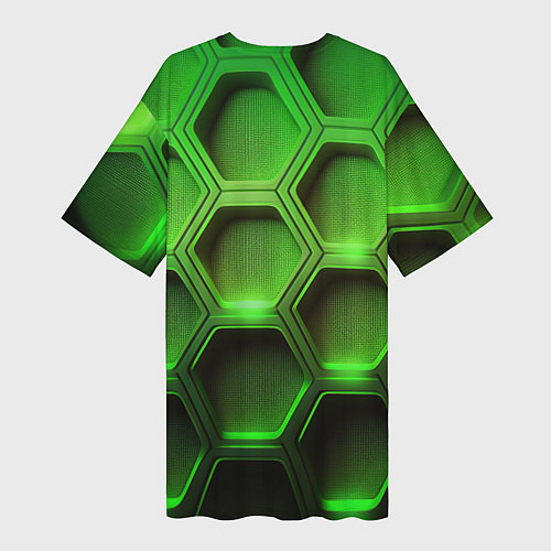 Женская длинная футболка Объемные зеленые соты / 3D-принт – фото 2