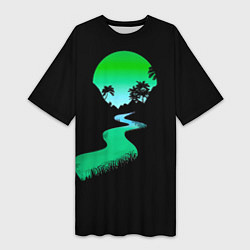 Женская длинная футболка Неоновая речка