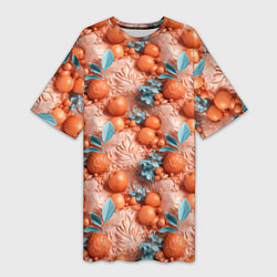 Женская длинная футболка Сочные фрукты клипарт