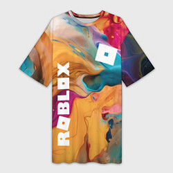 Футболка женская длинная Roblox Logo Color, цвет: 3D-принт