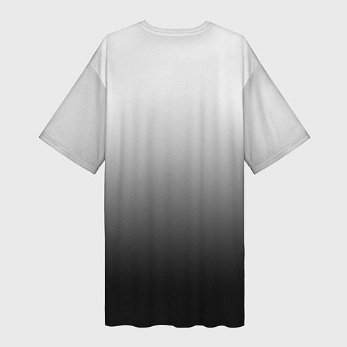 Женская длинная футболка Бело-чёрный градиент / 3D-принт – фото 2