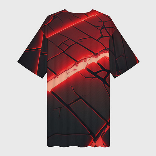 Женская длинная футболка CS GO red neon / 3D-принт – фото 2