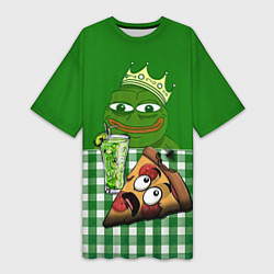 Женская длинная футболка Pepe King with pizza