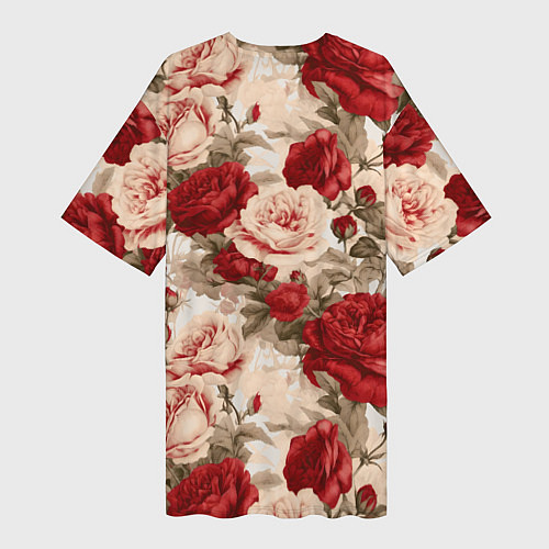 Женская длинная футболка Розы паттерн / 3D-принт – фото 2