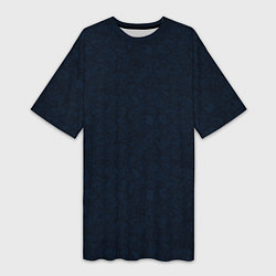 Женская длинная футболка Абстракция тёмно-синий ажурный