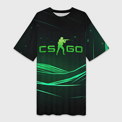 Футболка женская длинная CS GO green logo, цвет: 3D-принт