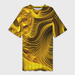 Футболка женская длинная Объемная желтая текстура, цвет: 3D-принт