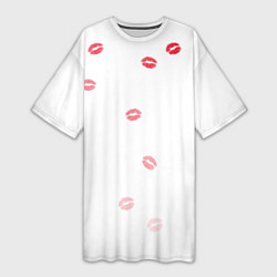 Женская длинная футболка Следы поцелуев губы