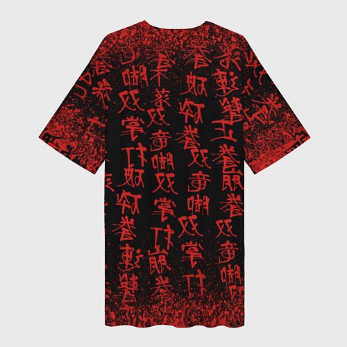 Женская длинная футболка Дракон и катана - иероглифы / 3D-принт – фото 2