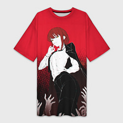 Футболка женская длинная Макима и руки - Человек бензопила, цвет: 3D-принт