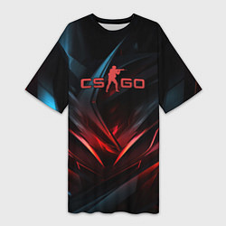 Женская длинная футболка CS GO dark red black