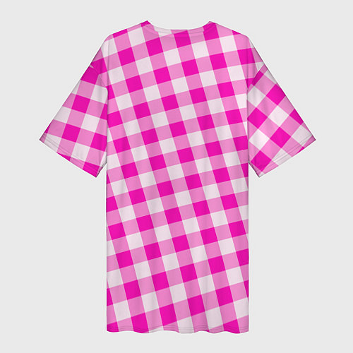 Женская длинная футболка Розовая клетка Барби / 3D-принт – фото 2