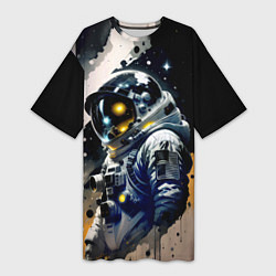 Женская длинная футболка Космонавт в скафандре - набросок