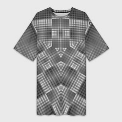 Женская длинная футболка В серых тонах геометрический узор