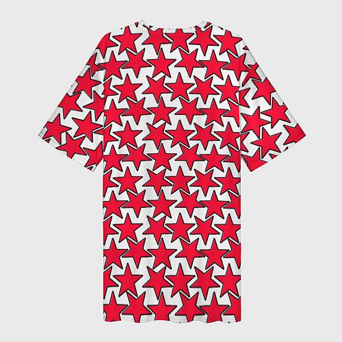 Женская длинная футболка Ретро звёзды красные / 3D-принт – фото 2