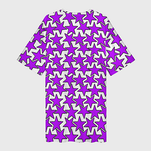 Женская длинная футболка Ретро звёзды фиолетовые / 3D-принт – фото 2