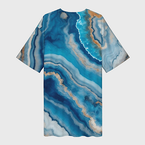 Женская длинная футболка Текстура голубого океанического агата / 3D-принт – фото 2