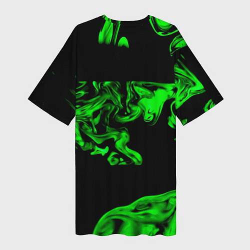 Женская длинная футболка Зеленый светящийся дым / 3D-принт – фото 2
