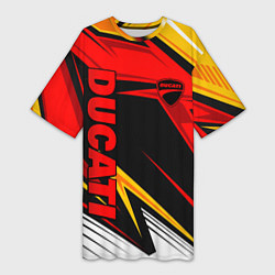 Футболка женская длинная Ducati - red uniform, цвет: 3D-принт