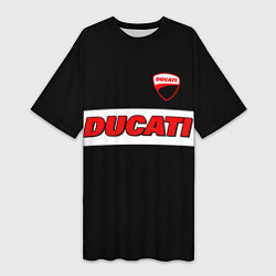 Футболка женская длинная Ducati motors - черный, цвет: 3D-принт