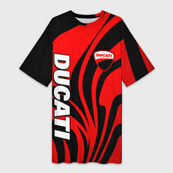 Женская длинная футболка Ducati - red stripes