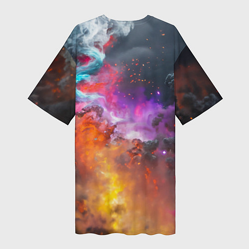 Женская длинная футболка Самурай и космос / 3D-принт – фото 2