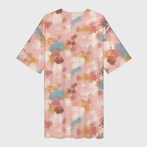 Женская длинная футболка Разноцветные мазки, пятна в пастельных тонах / 3D-принт – фото 2