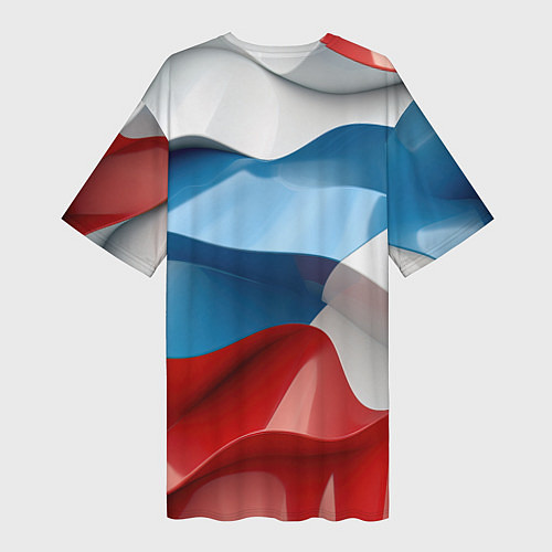 Женская длинная футболка Абстракция в цветах флага РФ / 3D-принт – фото 2