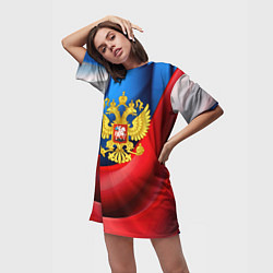Футболка женская длинная Золотой герб России, цвет: 3D-принт — фото 2