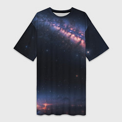 Женская длинная футболка Млечный путь в звездном небе