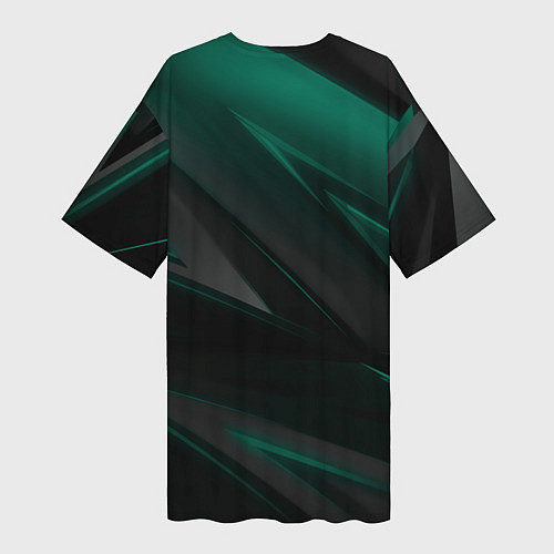 Женская длинная футболка Baldurs Gate 3 logo green geometry / 3D-принт – фото 2