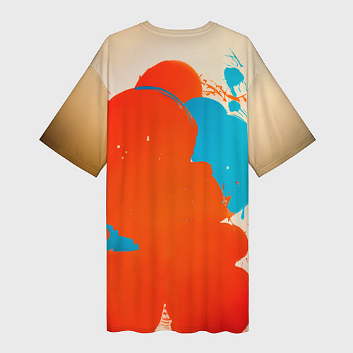 Женская длинная футболка Девушка в брызгах краски / 3D-принт – фото 2
