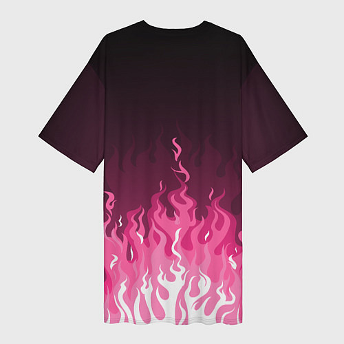 Женская длинная футболка Killer Queen - Розовый огонь / 3D-принт – фото 2