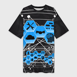 Женская длинная футболка Виртуальный мир