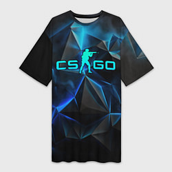 Женская длинная футболка CSGO neon style logo