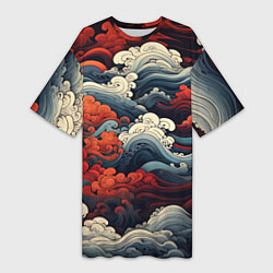 Женская длинная футболка Японское море